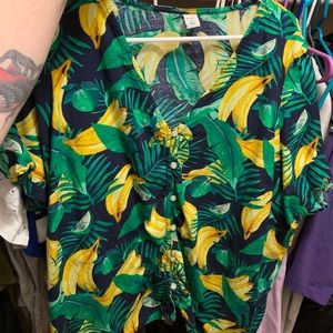Tropical Print Button Down